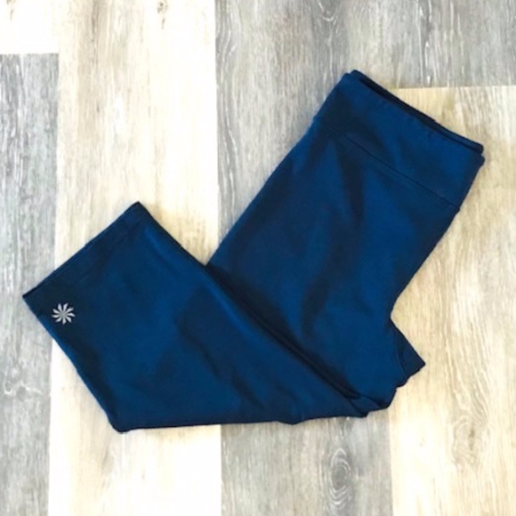 Athleta Pants - Athleta | Navy Blue Crop Workout Pants Zip Pocket